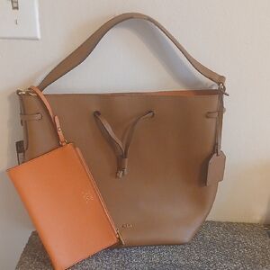 Ralph Lauren Lauren Brown and Orange Shoulder Bag Set